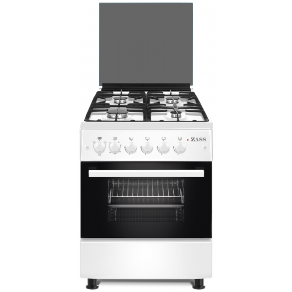 Aragaz Zanetti Z60 EWH Fonta FFD60x60, GAZ CONTROL, 4 arzatoare pe gaz, gratare fonta. aprindere electrica, cuptor electric, alb