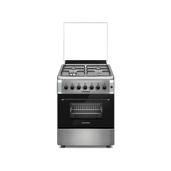 Aragaz Electroplus PG60 E IX (VESTEL) 60x60, 4 arzatoare pe gaz, CONTROL GAZ. grătare din fontă. aprindere electrica, cuptor electric, inox
