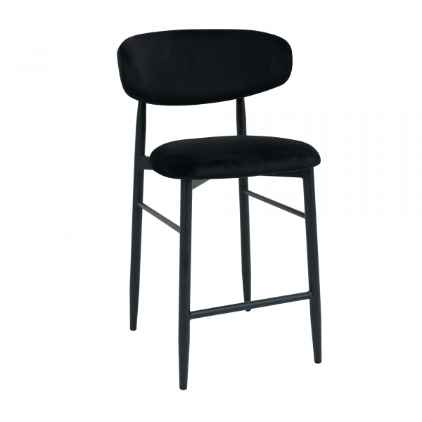 Scaun Bar Meridian Catifea Black (HLR66) + Black Legs Scaun Bar Meridian Catifea Black (HLR66) + Black Legs