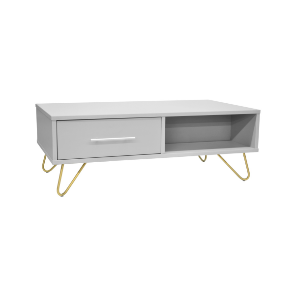 Masuta Cafea Cu 2 Sertare Mia Grey/Gold Masuta Cafea Cu 2 Sertare Mia Grey/Gold