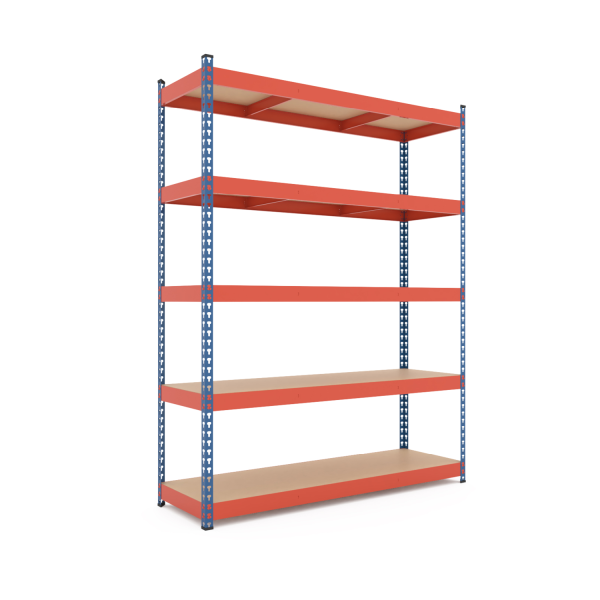 Raft metalic de depozitare Nex Titan 2160x1200x800 mm, 5 rafturi MDF, Blue/Orange Raft metalic de depozitare Nex Titan 2160x1200x800 mm, 5 rafturi MDF, Blue/Orange