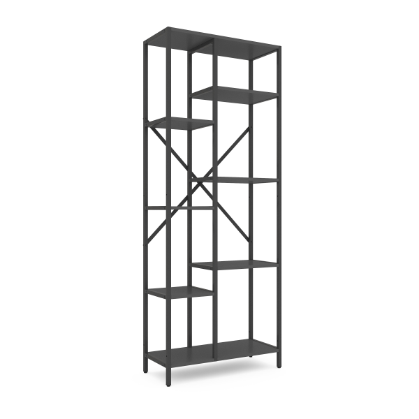 Стеллаж Nex Loft Cascade 1780x700x300 мм, 7 полок, ЛДСП, Антрацит / Антрацит Стеллаж Nex Loft Cascade 1780x700x300 мм, 7 полок, ЛДСП, Антрацит / Антрацит