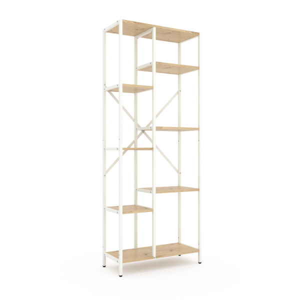 Стеллаж Nex Loft Cascade 1780x700x300 мм, 7 полок, ЛДСП, Белый / Дуб Артизан Стеллаж Nex Loft Cascade 1780x700x300 мм, 7 полок, ЛДСП, Белый / Дуб Артизан