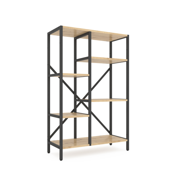 Стеллаж Nex Loft Cascade 1090x700x300 мм, 5 полок, ЛДСП, Антрацит / Дуб Артизан Стеллаж Nex Loft Cascade 1090x700x300 мм, 5 полок, ЛДСП, Антрацит / Дуб Артизан