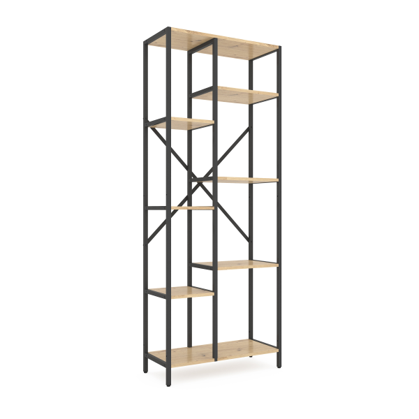 Raft metalic Nex Loft Cascade 1780x700x300 mm, 7 rafturi, PAL, Anthracite/ Oak Artisan Raft metalic Nex Loft Cascade 1780x700x300 mm, 7 rafturi, PAL, Anthracite/ Oak Artisan