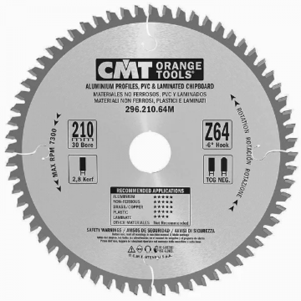 Disc fierastrau D=210 F=30 Z=64 K=2,8/2,2 CMT