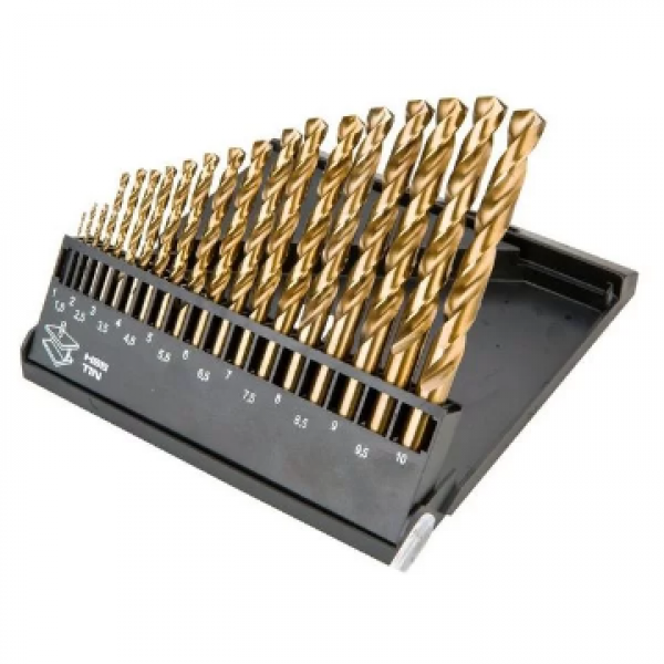 Burghie pe metal HSS-Tin 1,0-10,0mm. set 19b. Graphite
