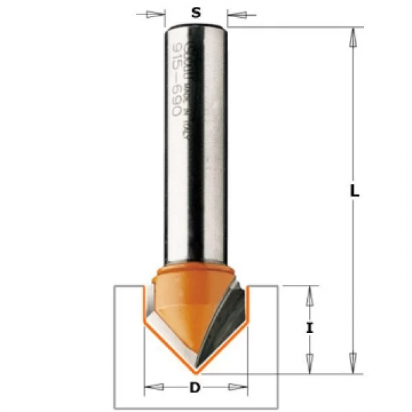 Фреза концевая V-образная D=18 I=7,5 L=60 S=8 сMT