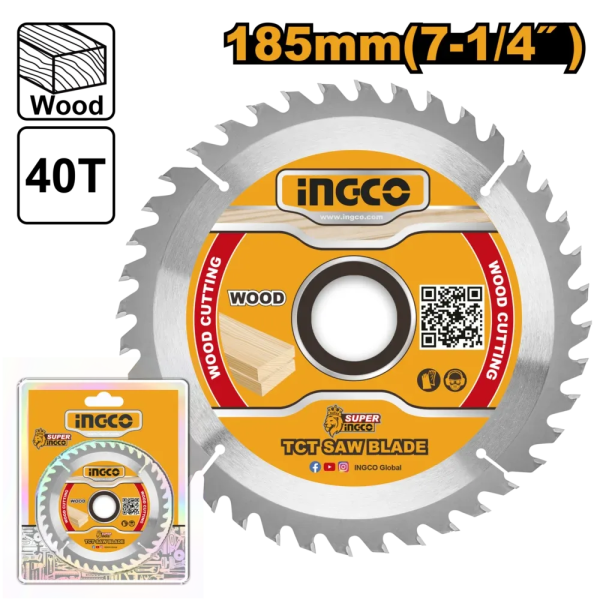 Disc pentru lemn 185x20mm 40T INGCO TSB118515 Disc pentru lemn 185x20mm 40T INGCO TSB118515