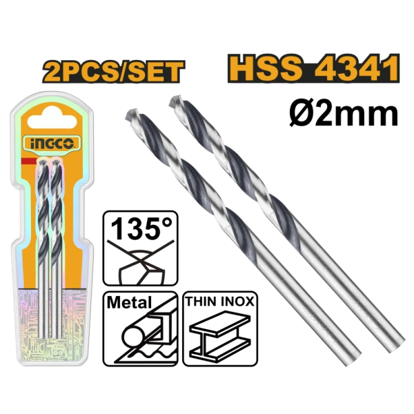 Комплект сверл по металлу HSS 2x2mm INGCO DBT1200024