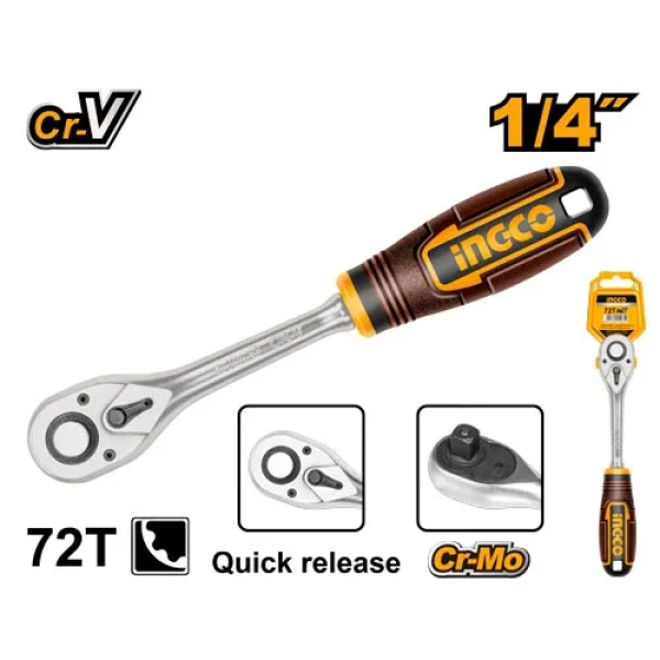 Antrenor cu clichet 1/4″ 155 mm INGCO HRTH0814