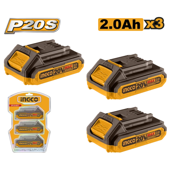 Комплект аккумуляторов 3*4.0 Ah 20V INGCO COSLI251296 Комплект аккумуляторов 3*4.0 Ah 20V INGCO COSLI251296
