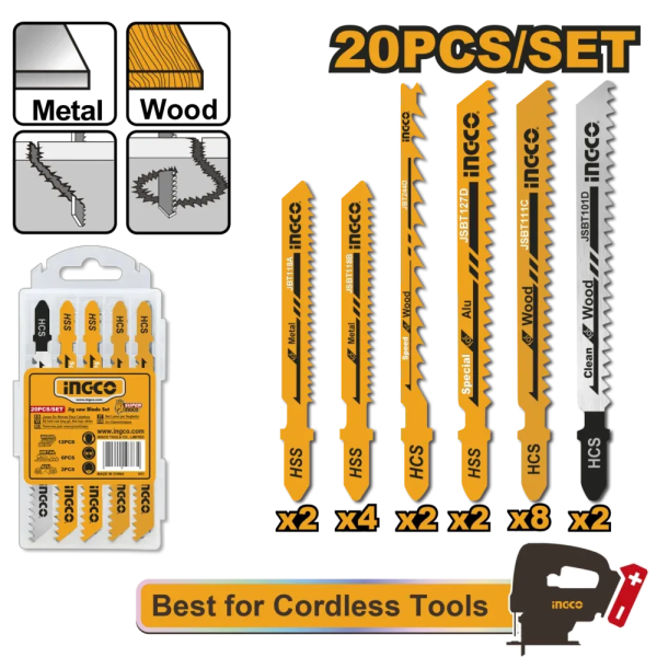 Set 20 lame pentru ferestrau pendular INGCO JSBT2001 Set 20 lame pentru ferestrau pendular INGCO JSBT2001
