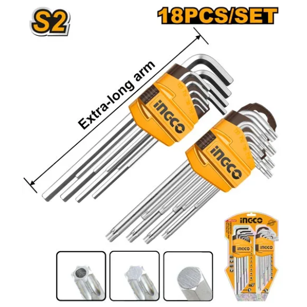 Набор шестигранных ключей 18 buc INGCO HHKSET0181