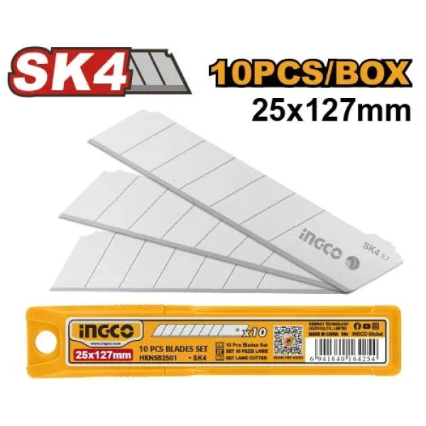 Набор лезвий 10 штук 25*127 мм INGCO HKNSB2501 Набор лезвий 10 штук 25*127 мм INGCO HKNSB2501