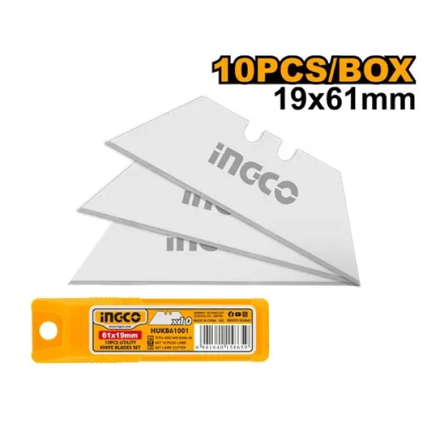 Набор лезвий 10 штук 61*19mm INGCO HUKB61001