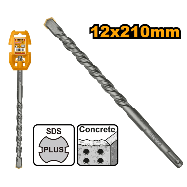 Сверло по бетонy 12x210mm SDS-Plus INGCO DBH1211202 Сверло по бетонy 12x210mm SDS-Plus INGCO DBH1211202