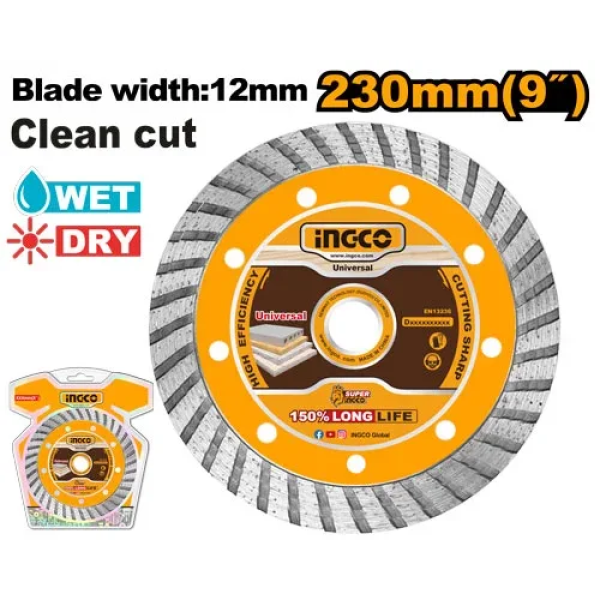 Диск алмазный сегментированный 230 мм INGCO DMD032301