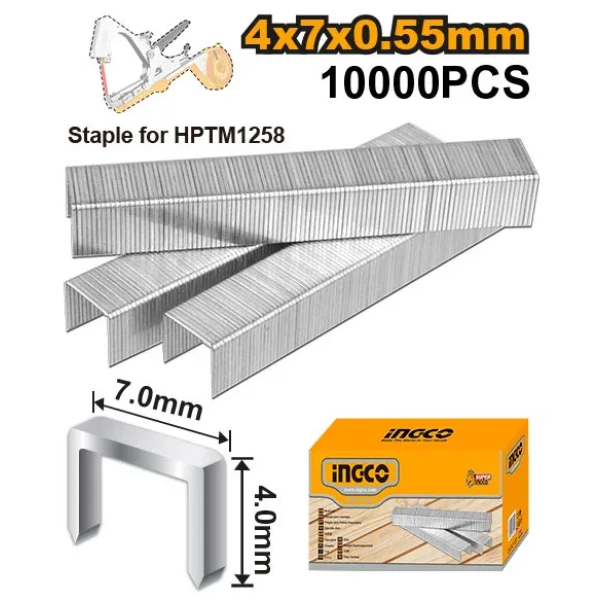 Capse pentru capsator 4mm 1000buc INGCO HPTM1258S Capse pentru capsator 4mm 1000buc INGCO HPTM1258S