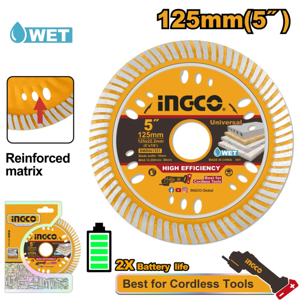Диск алмазный 125 мм INGCO DMD061251 Диск алмазный 125 мм INGCO DMD061251