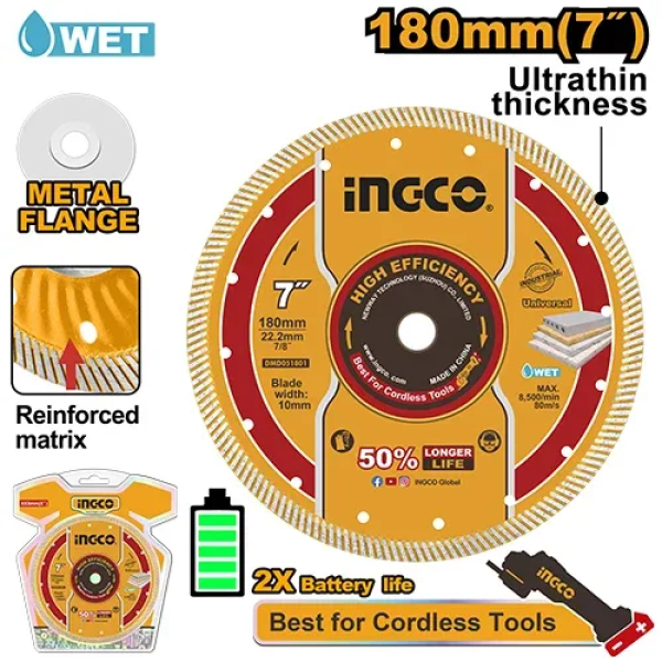 Диск алмазный 180 мм INGCO DMD051801 Диск алмазный 180 мм INGCO DMD051801