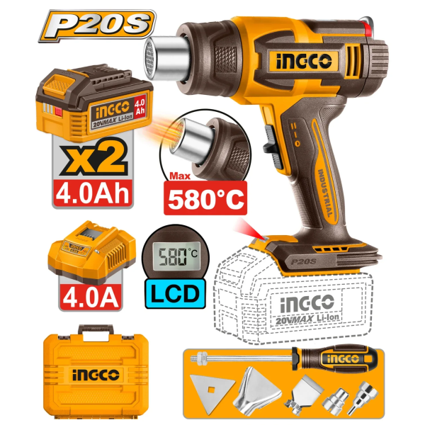 Termosuflanta cu acumulator INGCO HGLI20582 Termosuflanta cu acumulator INGCO HGLI20582