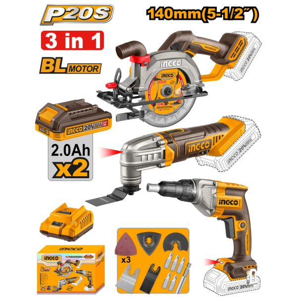 Набор из 3 инструментов на аккумуляторе INGCO COSLI250382
