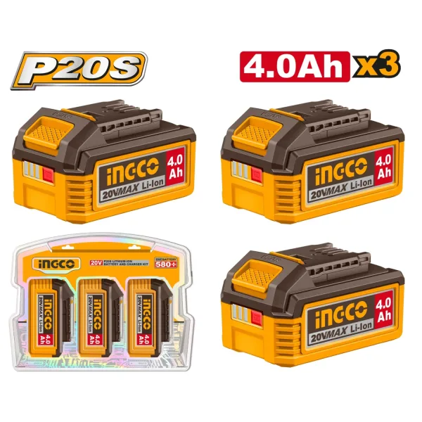 Комплект аккумуляторов 3*4.0 Ah 20V INGCO COSLI251296 Комплект аккумуляторов 3*4.0 Ah 20V INGCO COSLI251296