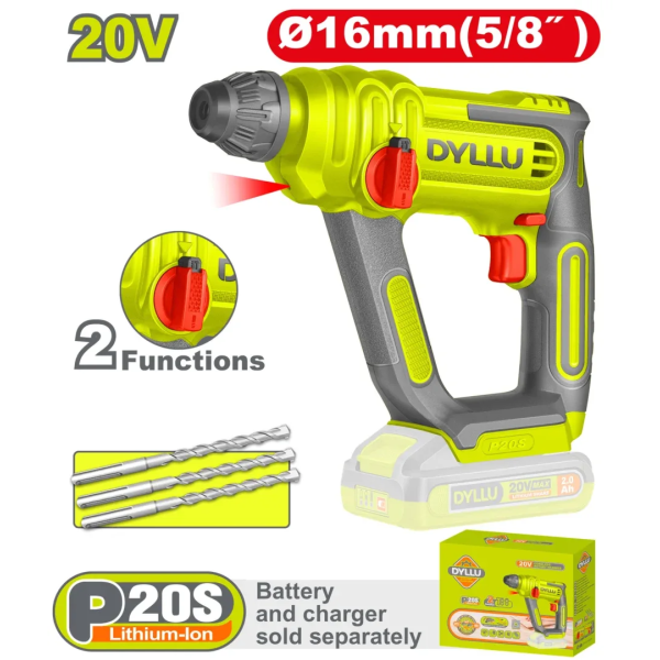 Ciocan rotopercutor SDS plus compatibil cu acumulator 20V DYLLU DTLM1516