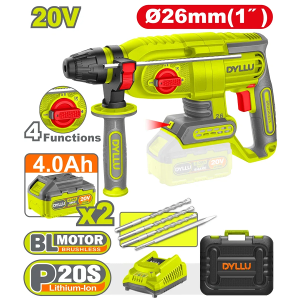 Ciocan rotopercutor Li-Ion 20V/2*4.0Ah DYLLU DTLM1B262