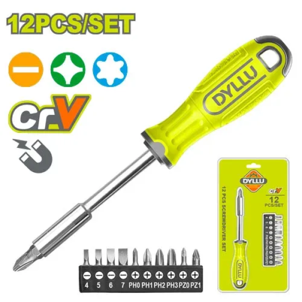 Set surubelniță cu biți 12buc. DYLLU DTSS1612