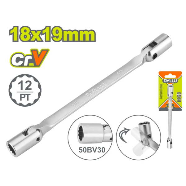 Cheie tubulară flexibilă dublă 18x19mm DYLLU DTTH2E06