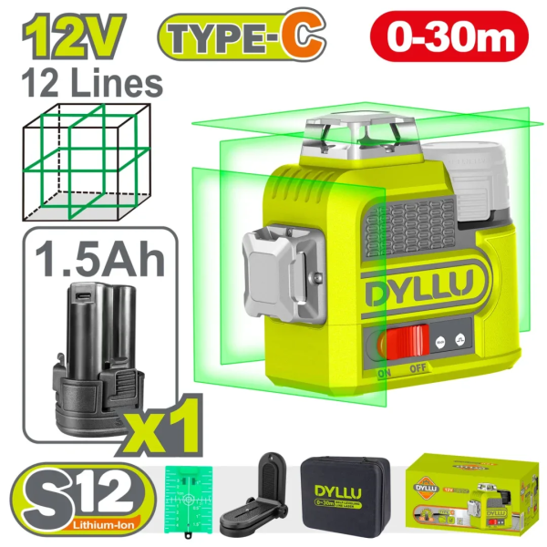 Nivelă laser multi-linie 0-30m Verde DYLLU DTLE8M12