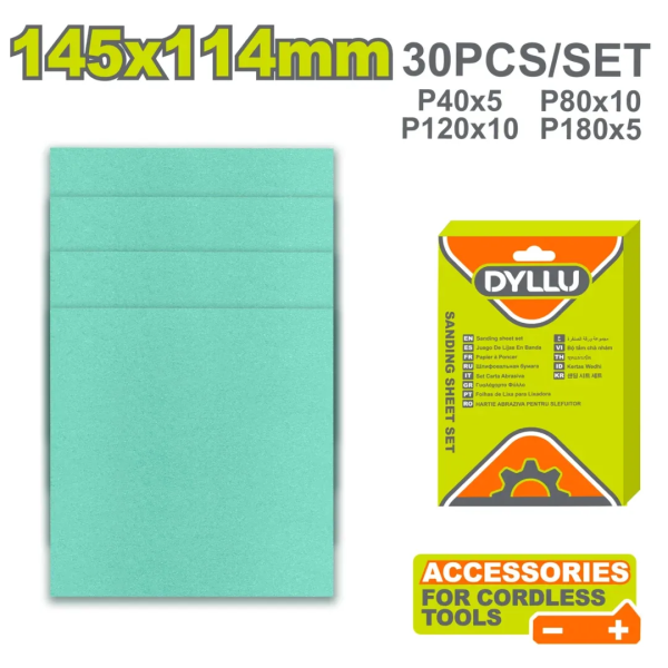 Hârtie abrazivă 145x114mm 30buc. DYLLU DTSD145114 Hârtie abrazivă 145x114mm 30buc. DYLLU DTSD145114