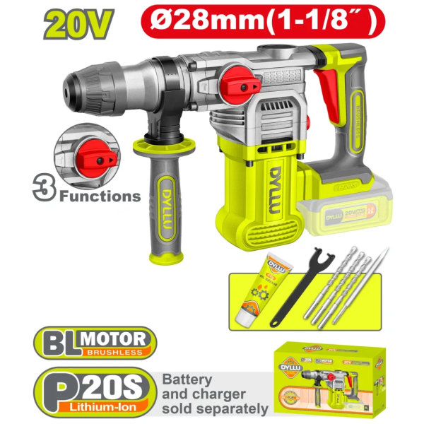 Ciocan rotopercutor compatibil cu acumulator 28mm DYLLU DTLM1528