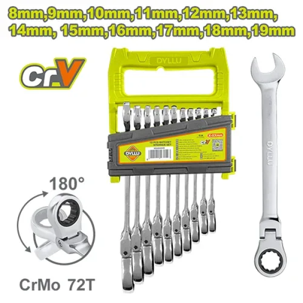Set chei combinate cu clinchet 12 buc 8-19mm DYLLU DTSP5212