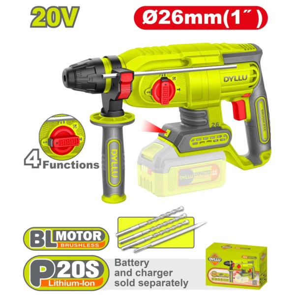 Ciocan rotopercutor compatibil cu acumulator 26mm DYLLU DTLM1526