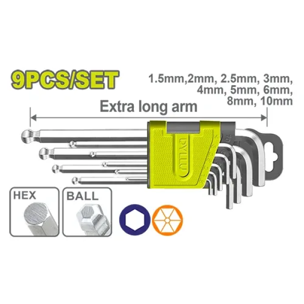 Set chei hexagonale 9buc 1.5-10mm. DYLLU DTHK2292