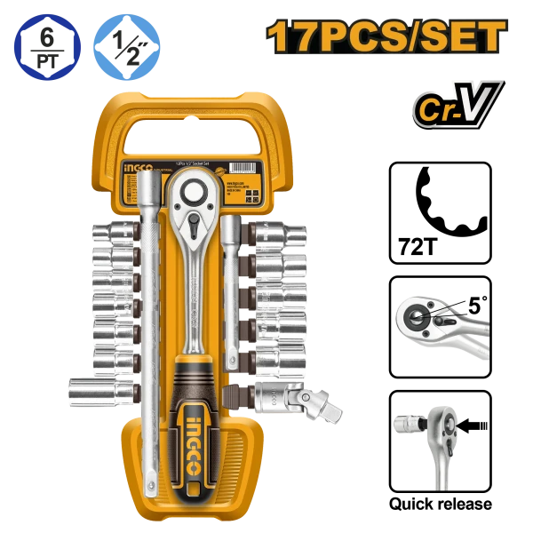 Set cap cheie tubulara 1/2 12 buc INGCO HKTS12171 Set cap cheie tubulara 1/2 12 buc INGCO HKTS12171