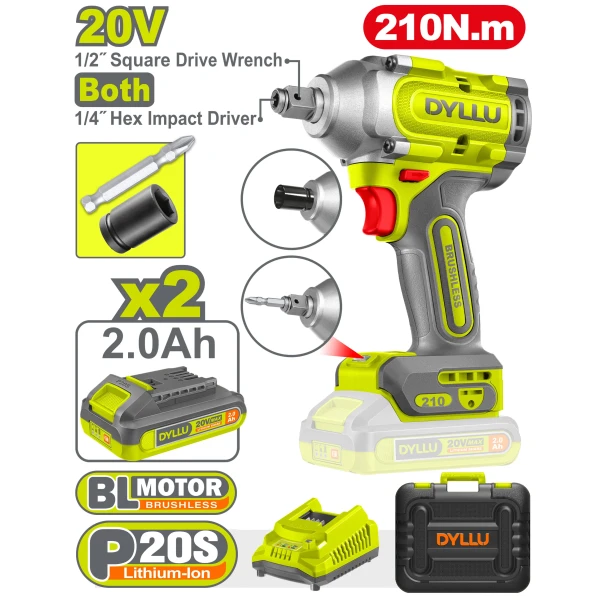Masina de insurubat cu impact BLmotor Li-Ion 20V/2*2Ah 210N.m DYLLU DTCD3B21 Masina de insurubat cu impact BLmotor Li-Ion 20V/2*2Ah 210N.m DYLLU DTCD3B21