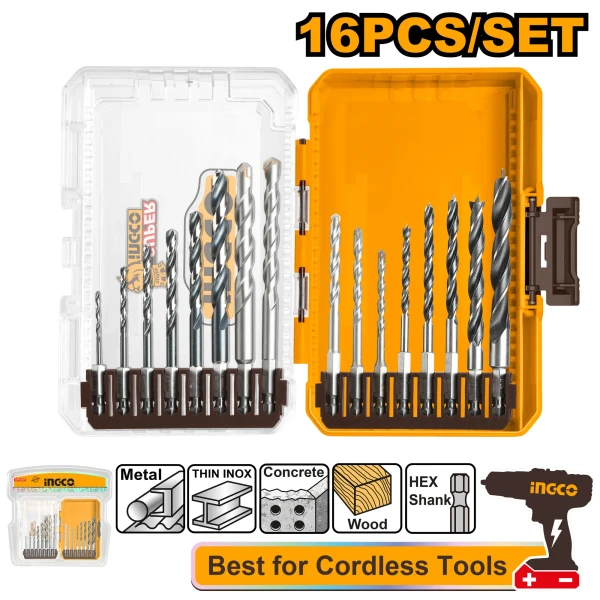 Set burghii mixte 16buc INGCO AKDL11606