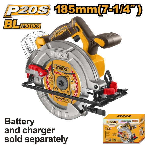Циркулярная аккумуляторная пила(без аккум,) 185 mm 20V INGCO CSLI1851 Циркулярная аккумуляторная пила(без аккум,) 185 mm 20V INGCO CSLI1851