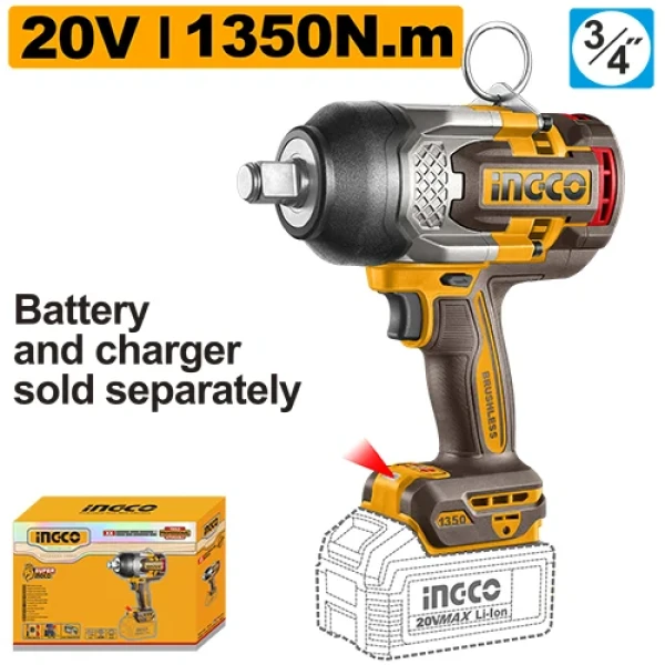 Masina de insurubat cu impact compatibilă cu acumulator 1350 Nm INGCO CIWLI201355 Masina de insurubat cu impact compatibilă cu acumulator 1350 Nm INGCO CIWLI201355