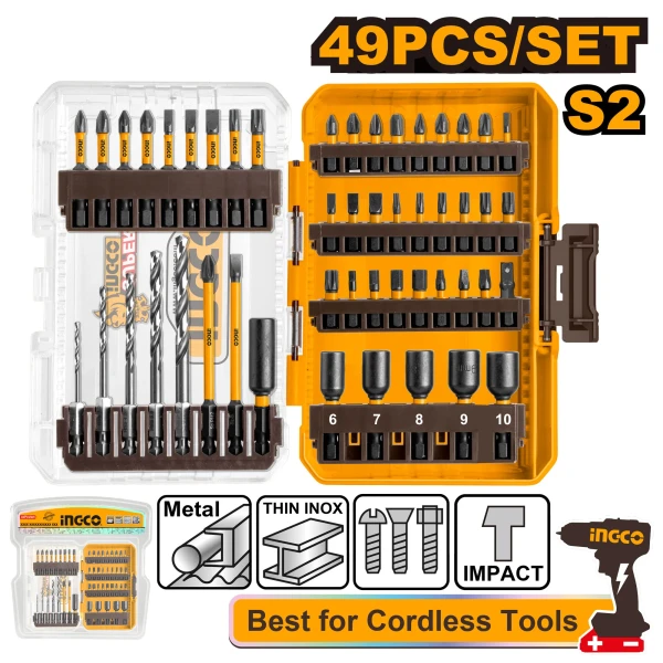 Set biti+burghii impact 49buc INGCO AKDL24906