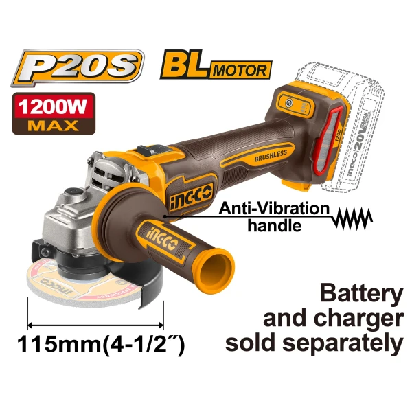 Polizor unghiular 115mm compatibilă cu acumulator 1200W INDUSTRIAL INGCO CAGLI212025 Polizor unghiular 115mm compatibilă cu acumulator 1200W INDUSTRIAL INGCO CAGLI212025