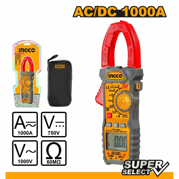 Токоизмерительные клещи DC/ACl INGCO DCM100015 Токоизмерительные клещи DC/ACl INGCO DCM100015