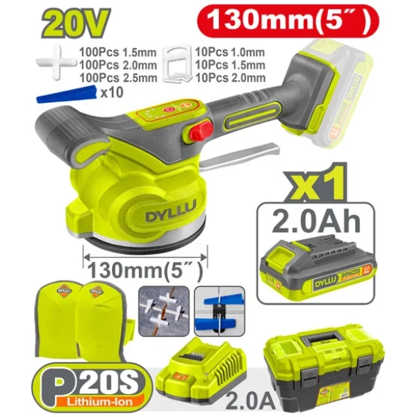 Виброприсоска аккумуляторная Li-Ion 20V/1*2.0Ah 130mm DYLLU DTTVM1D128 Виброприсоска аккумуляторная Li-Ion 20V/1*2.0Ah 130mm DYLLU DTTVM1D128