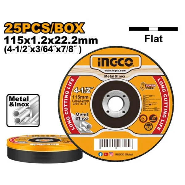 Набор 25шт дисков по металлу 115mm INGCO MCD1211525