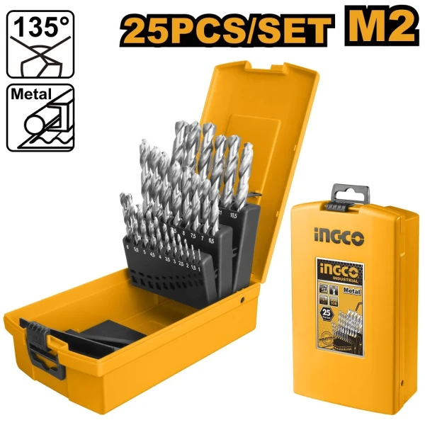 Набор сверел по металлу 25шт INGCO AKD1251 Набор сверел по металлу 25шт INGCO AKD1251