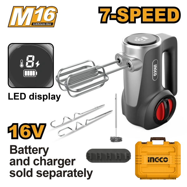 Миксер совместимый с аккумулятором (без аккумулятора) 16В INGCO CHM022K